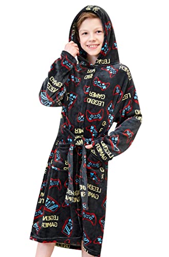 Doctor Unicorn Boys Soft Hooded Bathrobe Kids Warm Gamer Fleece Robe Sleepwear  cover