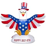 Gemmy Airblown Inflatable 4ft Independence Day Light Patriotic American Eagle Independence Day Yard Decor