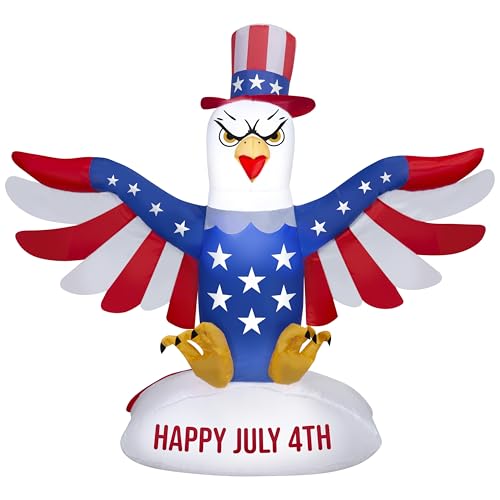 Gemmy Airblown Inflatable 4ft Independence Day Light Patriotic American Eagle Independence Day Yard Decor