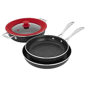 Henckels Capri Notte 4-pc Aluminum Nonstick Cookware Set with Universal Lid