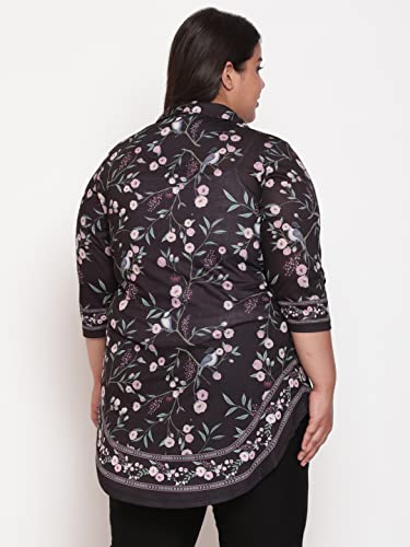 Image of AMYDUS Plus Size Women Printed Top | Centre Pleat for Tummy Flaws | Cloud Soft Fabric | Collared Neck | High-Low Hem | Complete Hip Coverage | Plus Size Tops for Women | L to 9XL