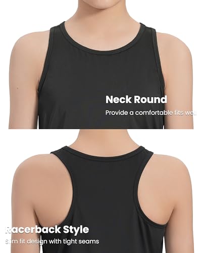 Auranso Girls Tank Tops Athletic Sleeveless Racerback Quick Dry Dance Shirts 3 Pack2