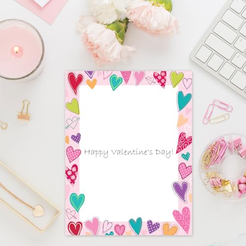 AnyDesign Papel de papelaria para dia dos namorados, papel timbrado para decoração de coração, para