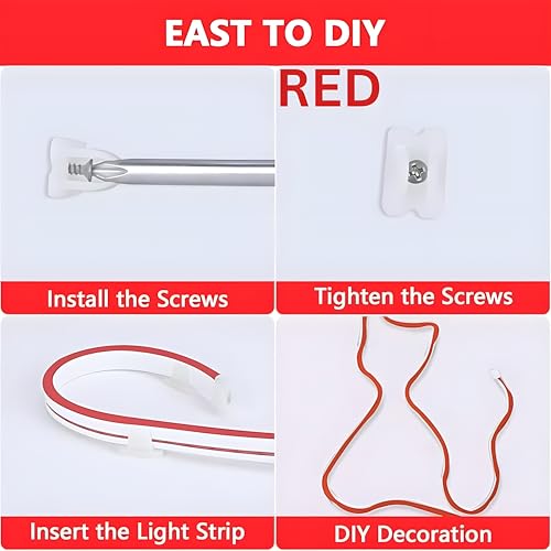 Image of HEADLY 5-Metre Neon Red Light Strip with 600 LEDs and 12V Adapter - Ideal for Wall Decorations,Parties Celebrations,Bars and Custom Neon Displays (Pack of 1)