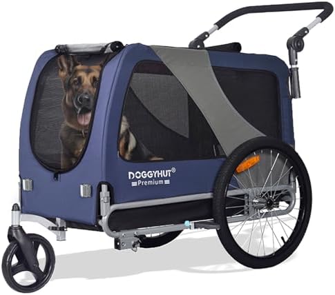 DOGGYHUT Large pet trailer with mesh doors and powder-coated steel frame for large dogs