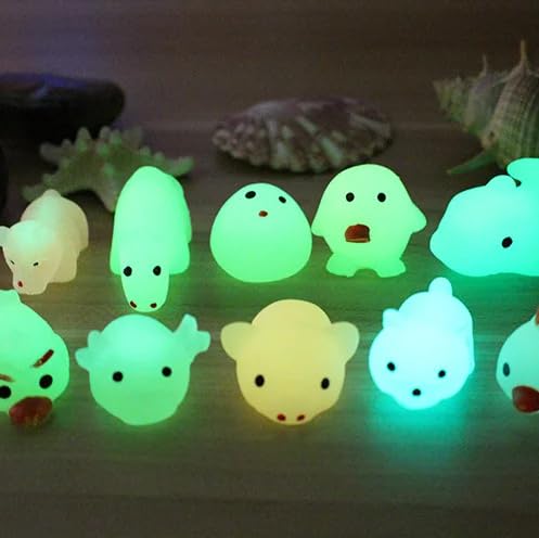 Image of Glow in The Dark Mini Squishy Animal Toys, Kawaii Stress Relief Mochi Squishies,, (5 Pieces)