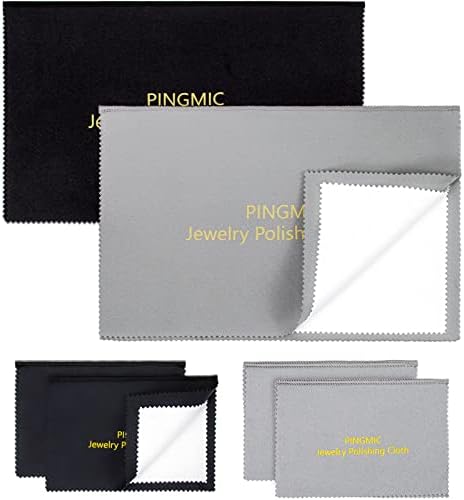 6 Jewelry Polishing Cloths, Professional Silver Polishing Cloth for Jewelry Sterling Silver Gold Platinum Copper Diamond, Multi-Layer Jewelry Cleaning Cloth (11'' x 14'' * 2 Pcs, 4'' x 8'' *4 Pcs)