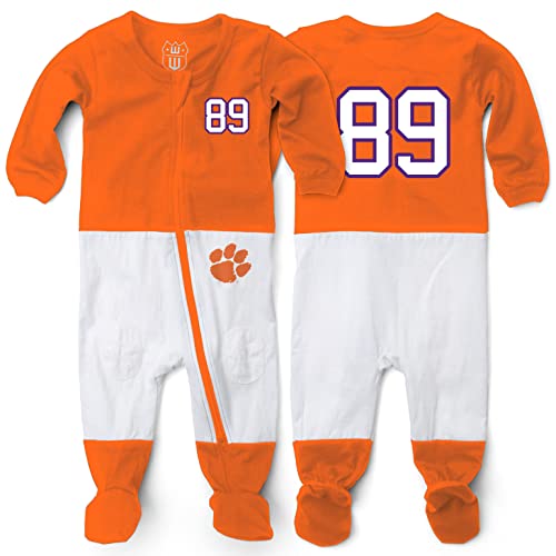 Wes and Willy Baby College Sports Fan Football Jersey Sleeper (Clemson Tigers, 6 Months) Orange