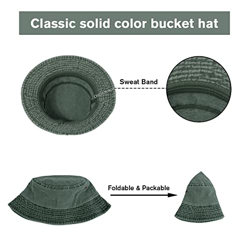 Crazy Era 3 Pack Washed Cotton Bucket Hats Packable Summer Outdoor Cap Travel Beach Sun Hat Plain Colors For Men Women #TOP5