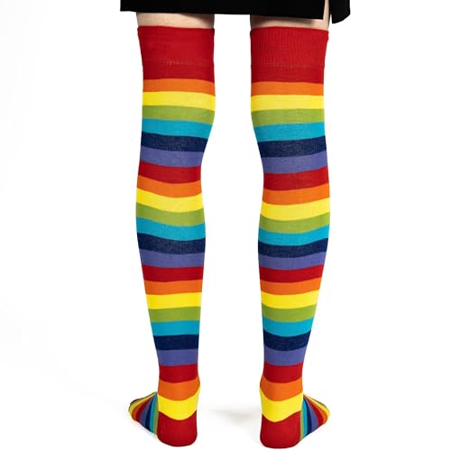 Image of Mysocks Unisex Over the Knee Socks | Stripe Design| Combed Cotton| Hand Linked Toe | Soft Latex Band