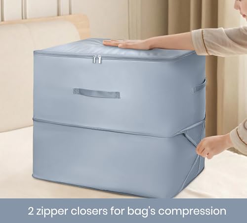 Image of Yellow Weaves Polyester Space Saving Self Compression Organizer Bag for Comforters, Blankets, Clothes, Travel, Storage Bag for Wardrobe, No Vacuum Needed, 2 Layer, Large (Pack of 1), Grey