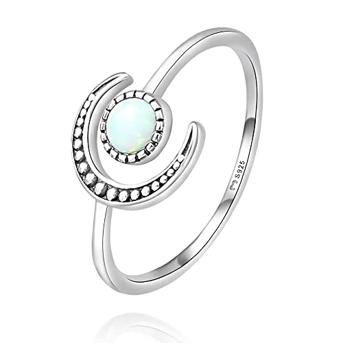 Anillos de mujer en plata de ley formado por una luna étnica. Anillo plata mujer con acabado plateado o dorado. Joyería ideal para parejas, regalo para madres, amigas... Anillos para parejas