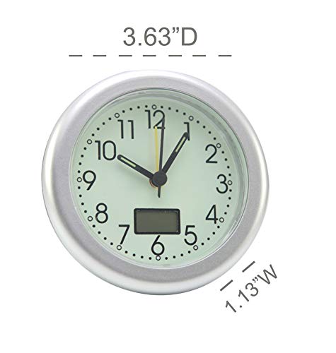 Home-X Glow-In-The-Dark Analog Alarm Clock, Silver Round Battery-Operated Bedside Clock #TOP4