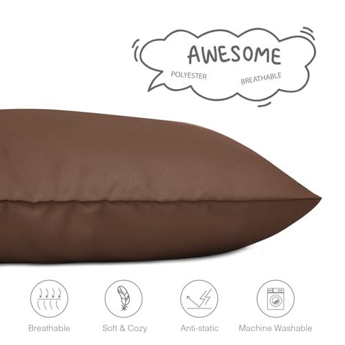Image of EXQ Home Toddler Pillowcases 13x18 Travel Pillow Case Set of 2, Small Pillow Case Fits Baby Pillow Sized 12x16, 13x18, Kids Pillowcases 2 Pack Machine Washable with Envelope Closure(Brown)