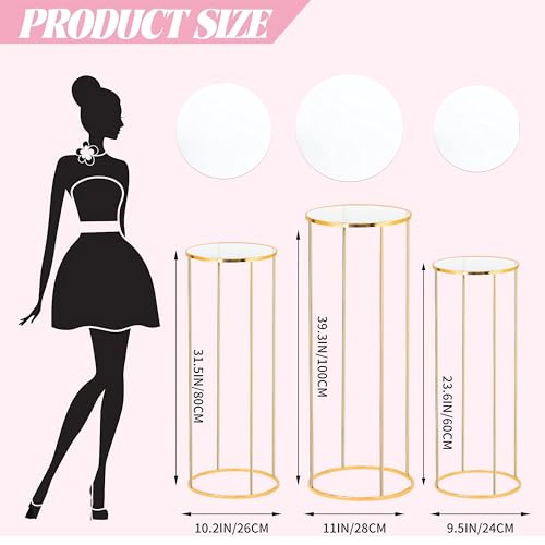 Latywen Gold Cylinder Pedestal Stands, Set of 3 #TOP10