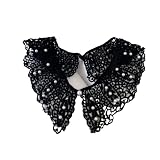 Generico Colletto finto staccabile in pizzo all'uncinetto, scialle con colletto falso per bambola con collo a O per donna(Lace17)