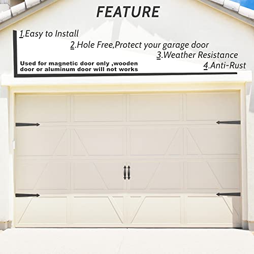 SANKEYTEW Garage Door Magnetic Decorative Hardware Kit, 8 Hinges 4 Handles Door Carriage Accents for 2 Car Garage, Strong Magnets, Color Black - Thumbnail 6