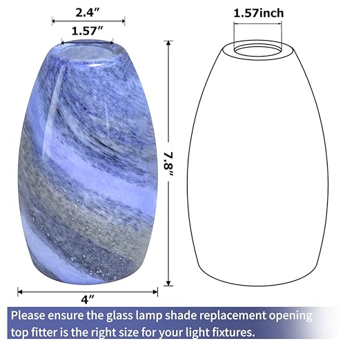 Image of GO&SO Glass Pendant Light Shade 3Pcs,7.8 inch H x 4 inch D,Ocean-Blue Gradient,Oval | 1.57 inch Fitter E26 Base,Hand-Blown Art Fixtures,Chandelier Shades for Kitchen Island,Hanging Light Shades