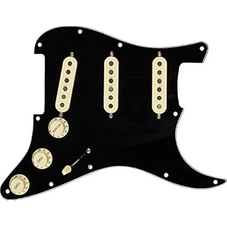 Fender Pickguard Strat Pickguard Strat Personnalisé Fat 50 – S/S/S – Parchemin Blanc 0992340506 Noir - Les Beatles, Paul McCartney, John Lennon, RIngo Starr, George Harrison