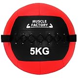 MUSCLE FACTORY メディシンボール 5kg ソフト トレーニング ボール ウエイトボール 体幹 筋トレ 陸上 球技 フィットネス 筋トレ器具 陸上 野球 ゴルフ 単品 (レッド)