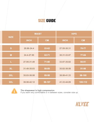 KLVEE Feminino Shapewear para Controle de Barriga, Cintura Alta Corpo Shaper Shorts Bunda Levantamen