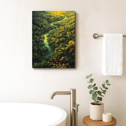 Toile murale tropicale salon décoration nature vert et jaune grand tableau moderne pour chambre - 2
