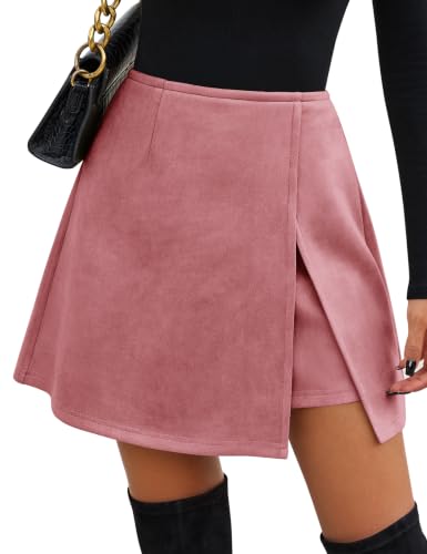 Image of heekpek Women's Mini Skirt High Waist A Line Basic Casual Skirts(Pink,XL)