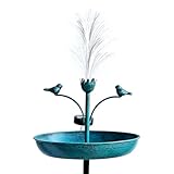 JOYBEE 43In Metal Solar Bird Bathtub with Optical Fiber -Bird Baths Feeder Bowl for Outside, Vintage Freestanding Birdbaths, Bird Baths Outdoor Stake for Garden Patio Yard Lawn Decor (Blue