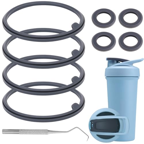 9PCS Shaker Bottle Gasket Replacement for BlenderBottle Strada Shaker Cup Stainless Steel Water Bottle?Wire Whisk Bottle Gasket?Compatible with Blender Bottle Strada Protein Shaker Bottle?Flip lid?