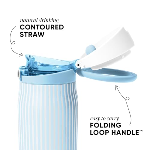 Simple Modern Mesa Loop Water Bottle with Straw | 24oz Cup Holder Friendly Insulated Stainless Steel Bottles for Travel, Sports and School | Seaside Stripes