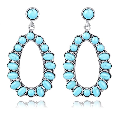 LOOKLITE Western Turquoise Earrings for Women Boho Cowgirl Drop Dangle