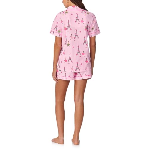Image of Bed Head PJs Womens Matching Pajamas - Soft Organic Short Sleeve Button Down PJ Shirt & Shorts Set - Sleepwear & Loungewear