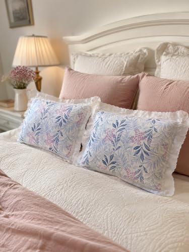Image of VHC 100% Cotton Lace Pillow Cover /Case Set (Pack of 2)-Maroon (Spring Garden)
