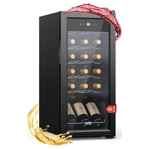 WIE Weinkühlschrank Mini Weinschrank 18 Flaschen Getränkekühlschrank Klein 53 Liter Wein-Kühlschrank mit Glastür Indoor/Outdoor Flaschenkühlschrank mit LED Touchpanel Anti-UV Wine Fridge 5-18°C