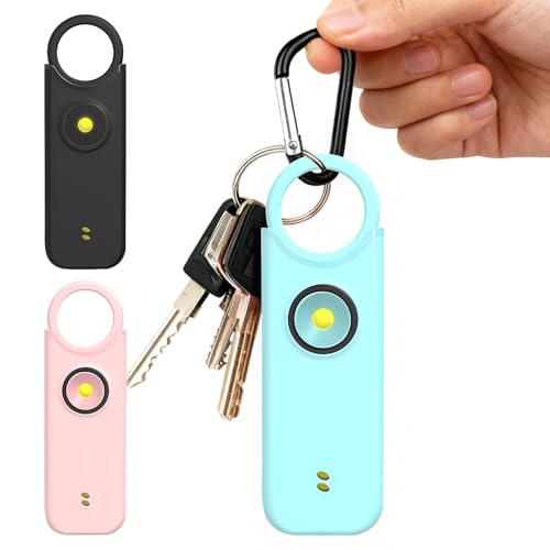Personal Alarms for Women,135DB Self Defence Weapons UK Legal,(Pink+Blue+Black)Panic Rape Alarm Keychain Gift for Kids Elderly College Girls,Attack Safety Keychain Sirens (Blue)