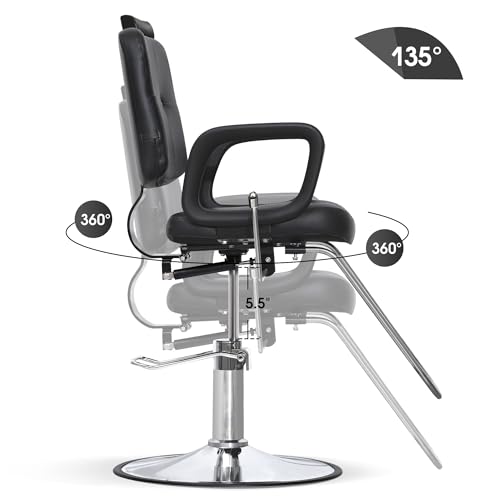 BarberPub Reclining Hydraulic Barber Chair Salon Beauty Spa Shampoo Equipment 2059 (Black) - Thumbnail 4