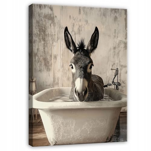 WallArena - Leinwand Bilder - Esel - 40x60 cm Leinwandbilder - Bild auf leinwand - Wandbild XXL groß Wandbilder für Wohnzimmer Schlafzimmer Wohnzimmerbilder Modern kunstdruck - Badezimmer Tiere