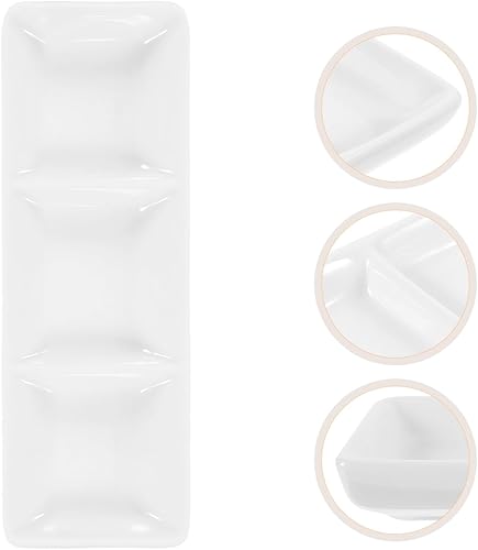 Miniatura 8 de 2 platos de cerámica para servir aperitivos de 3 compartimentos, bandeja dividida para servir platos divididos para servir platos para entretener