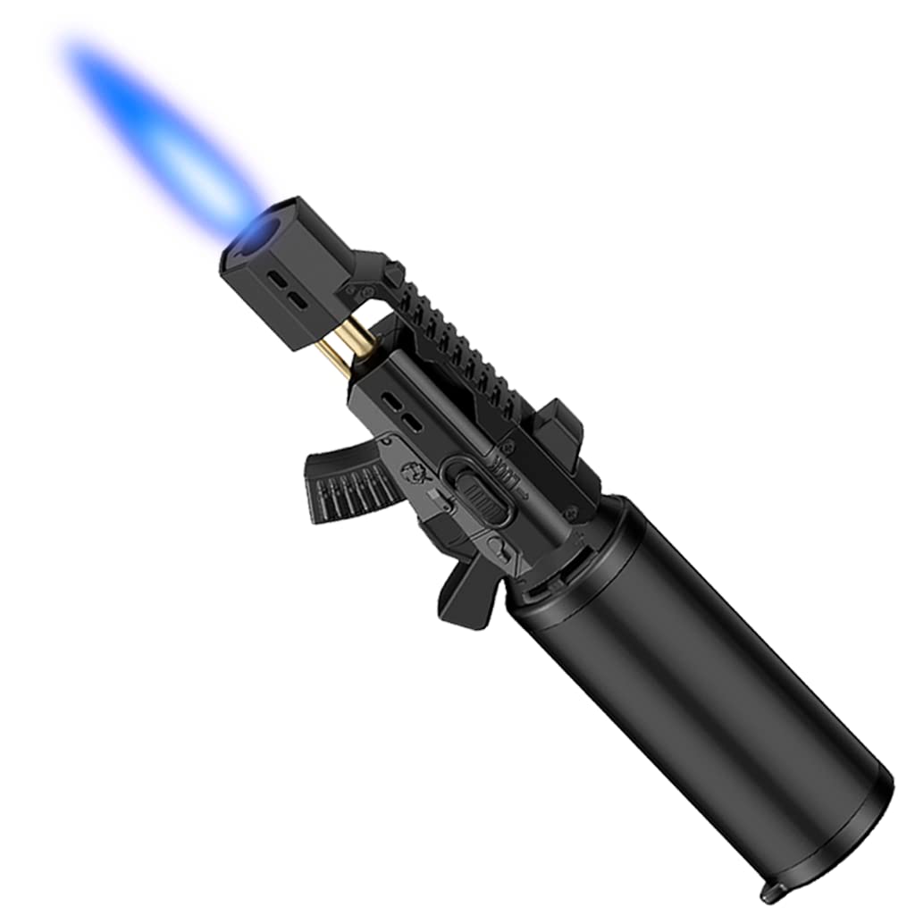 Torch Lighter One-Hand Operation Kitchen Cooking Torch with Adjustable Flame (Butane Gas Not Included) (Black)