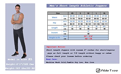 Abletree 27" Inseam Athletic Jogger Pants For Short Men 7/8 Quick Dry Workout Tapered Stretch Sweatpants Casual #TOP5