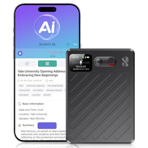 AI Voice Recorder, Note Taking Device, Transcribe & Summarize, Voice Recorder With Display, App...
