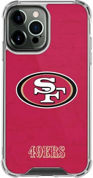 Skinit Clear Phone Case Compatible with iPhone 13 Pro Max - Officially Licensed NFL San Francisco 49ers Distressed Design