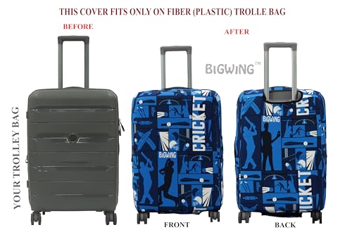 Image of BIGWING Protective Cover in Polyester Fabric with Cricket Print for | 24' Inch 65 cm Medium Size | Hard Luggage Trolley Bag Cover (Fits Only On Fiber -Plastic Trolley Bag)