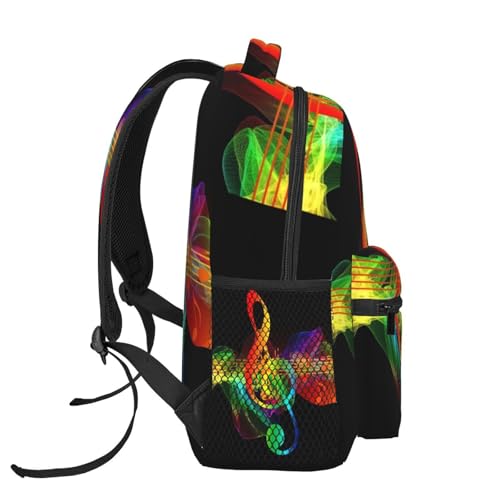 Music Note Colorful Graffiti Backpack Multipurpose Shoulder Bag Capacity Gym Outdoor Hiking Travel Camping Gym Daypack 16in3