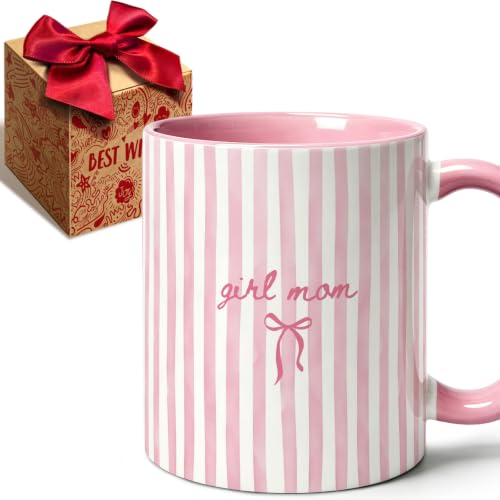 Girl Mom Coffee Mug Gift, Mothers Day mug Gifts for a mom of Girls, Pink Bow Mugs Gifts for Expecting Mama, mama To Be, Promoted to Mommy, Pregnancy Announcement mugs for First Time Moms-6