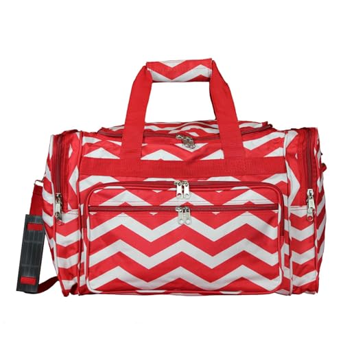 Image of World Traveler Chevron Duffel Bag, Red White Chevr, One Size
