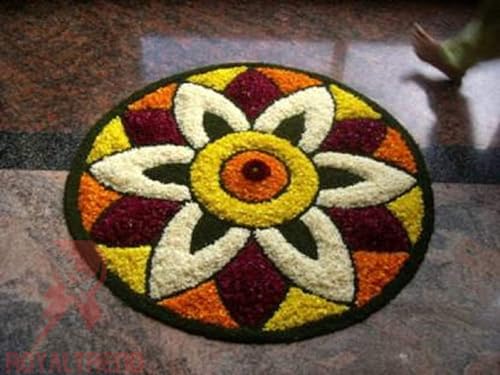 Image of Super Soft Microfiber Rangoli Floor Mat for Living Room, Bedroom, Kitchen - Modern Design (24 X 24 Inches, Multi Design, Round)