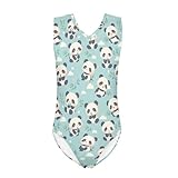 AFPANQZ Girls One Piece Swimsuits Adorable Pandas Print Swimwear Beach Bathing Suit 9-10 Years Monokini Ligh Blue Polka Dots Design Beachwears