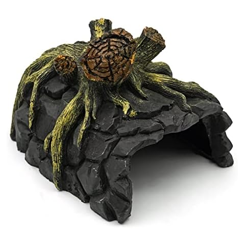 MOGOULUA Reptile Hideout Tree Root Rock Cave Aquarium Fish Hiding Cave Turtle Hide Away Cave Tree Root Habitat Shelter High Simulation Root Hide Cave for Aquarium Gecko Spiders Lizards Tortoise Cover
