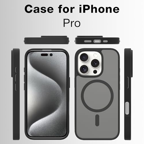 Image of Glassology Silicon Case for iPhone 16 pro Frosted Magnetic Case - Matte Translucent TPU+PC Shockproof & Anti-Scratch Phone Cover with N52 Magnet Black